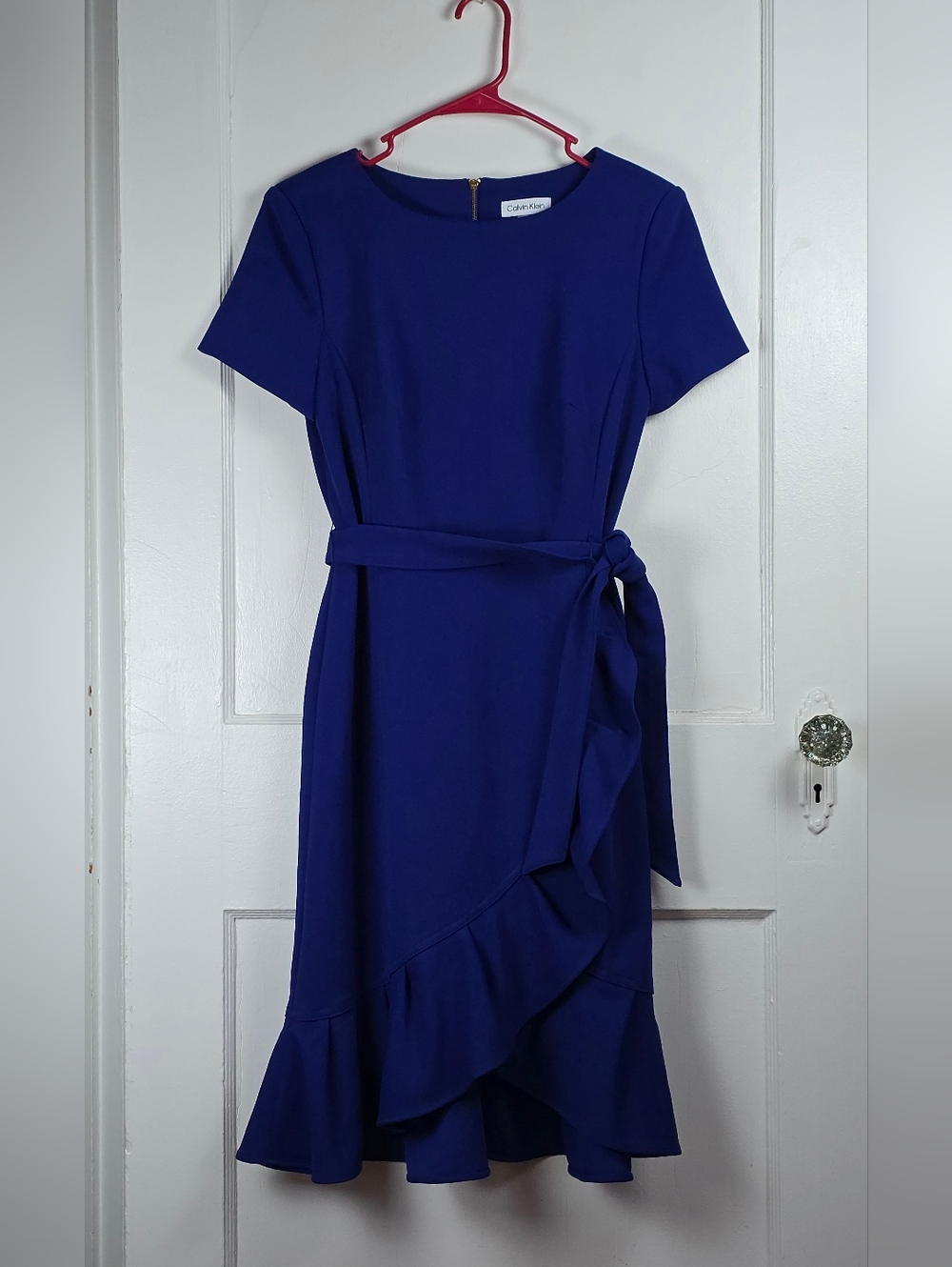 Calvin Klein Royal Blue Knit Crepe Classic Elegant Dress 6 Like New